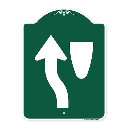 Signmission Designer Series Traffic Keep Left, Green & White Aluminum Sign, 18" x 24", GW-1824-22790 A-DES-GW-1824-22790